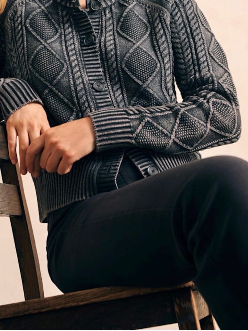 Faherty Cable Knit Cardigan in Phantom NWT Size Small - Picture 4 of 7